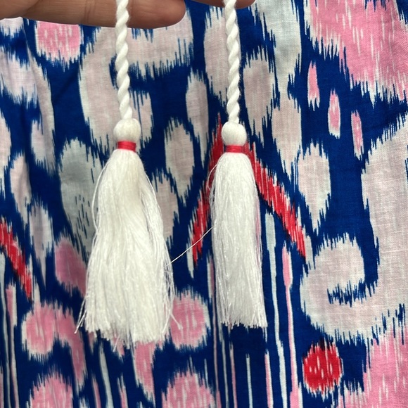 Crown & Ivy blue pink IKAT print Sz. Medium shift peasant dress NEW - Picture 5 of 7